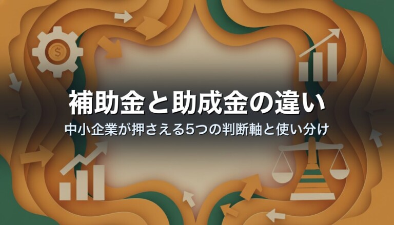 補助金と助成金の違い｜中小企業が押さえる5つの判断軸と使い分け