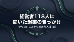 経営者118人に聞いた起業のきっかけ｜やりたいことから始めた人は1割